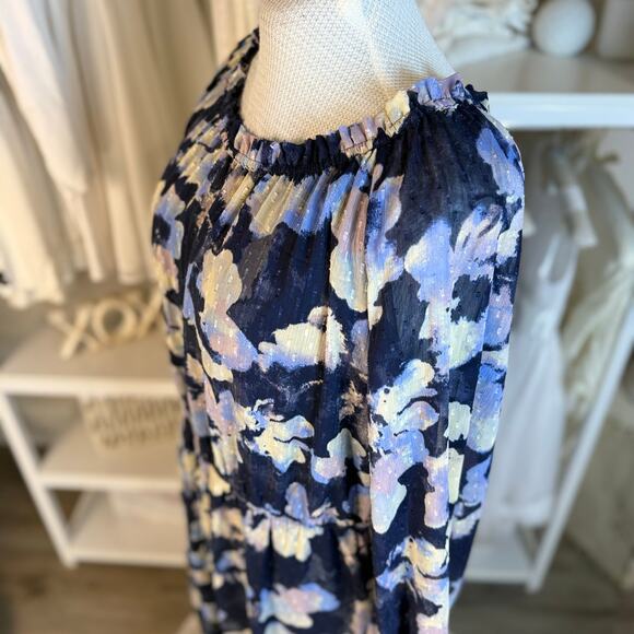 Ava & Viv Women's Size 1X Navy Floral Midi  3588 - Picture 7 of 9